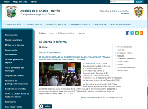 Nota periodística emitida por el Sitio Web Oficial de El Charco en Nariño, Colombia:  http://www.elcharco-narino.gov.co/noticias.shtml?apc=ccx-1-&x=2967599  