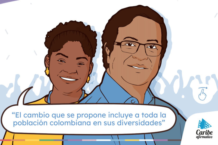 Ilustración de Gustavo Petro y Francia Márquez